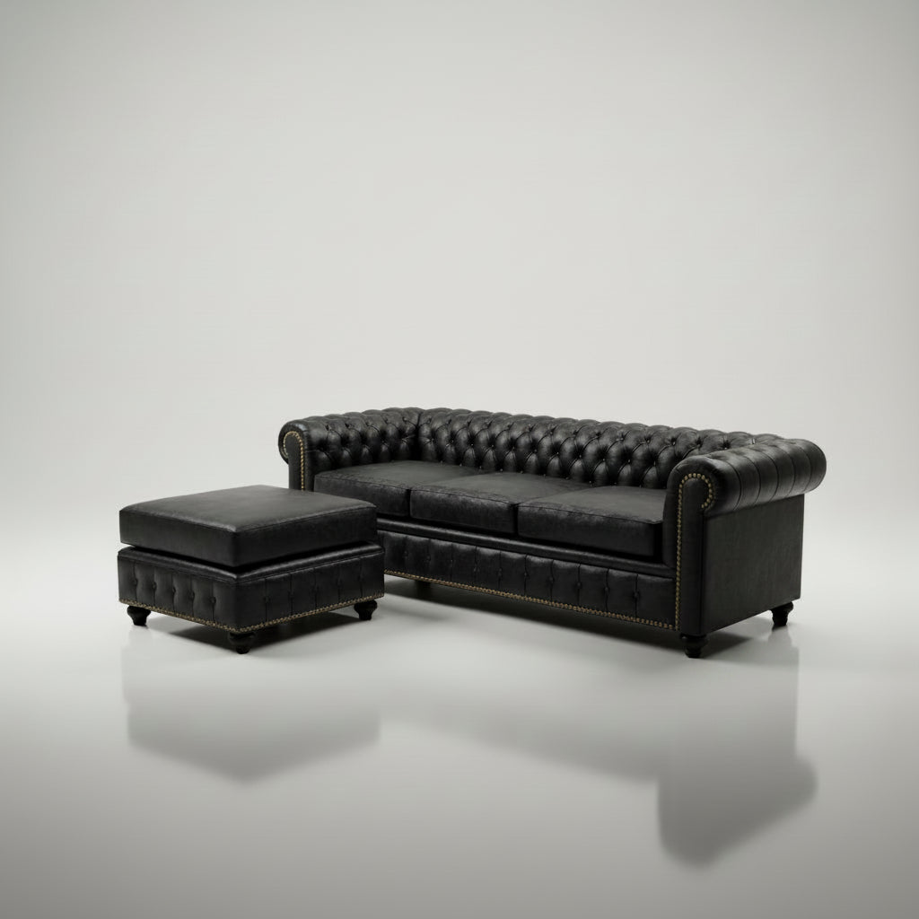 Chesterfield de cuero vacuno - 1 cuerpo