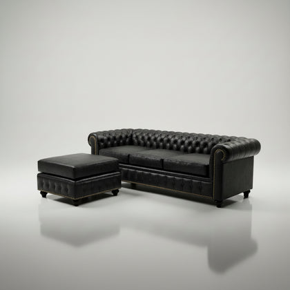 Chesterfield de cuero vacuno - 1 cuerpo
