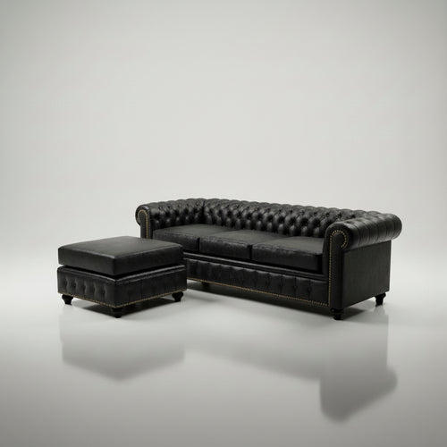 Chesterfield de cuero vacuno - 1 cuerpo