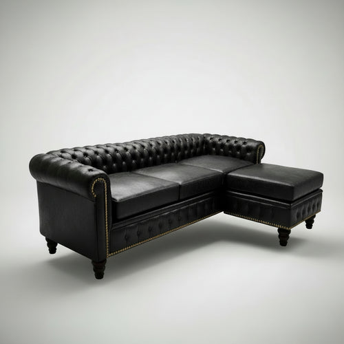 Chesterfield de cuero vacuno - 2 cuerpos