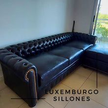 Chesterfield de cuero vacuno - 3 cuerpos