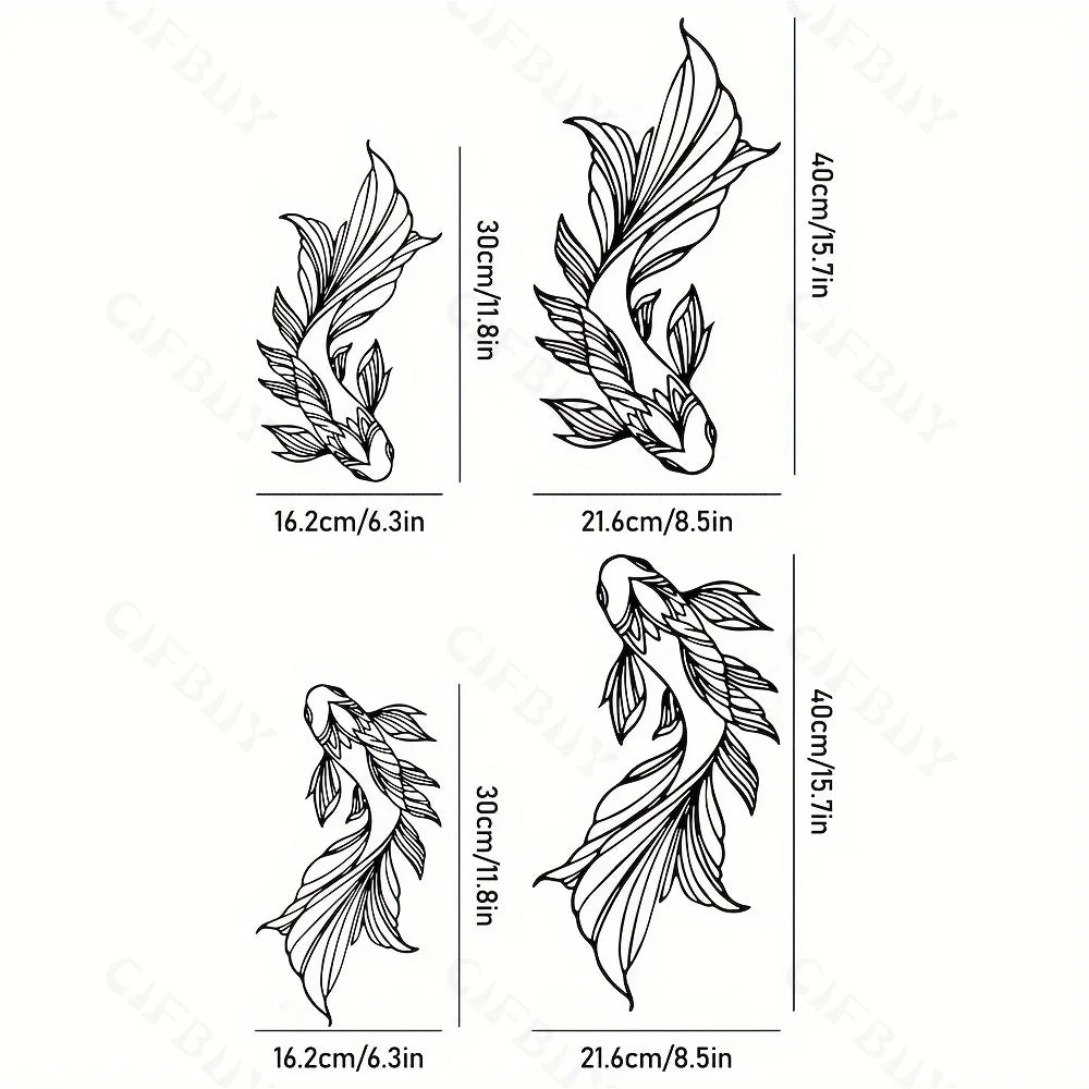 2pcs Koi Metal Wall Art, Fish School Home Interior Wall Decoration, Living Room Metal Wall Art Decoration