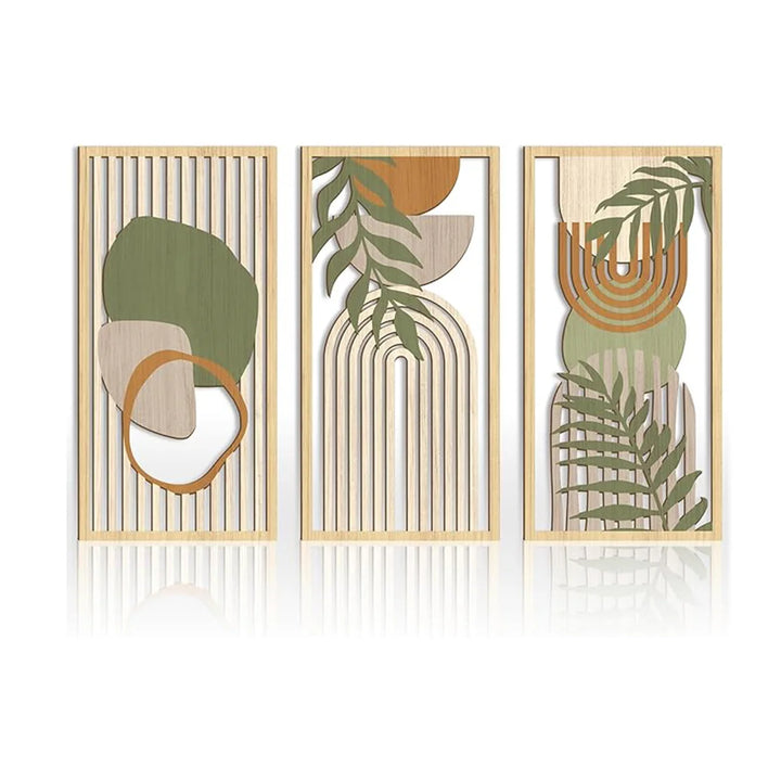 Set de 3 paneles boho de madera calada - MULTI 25x45cm