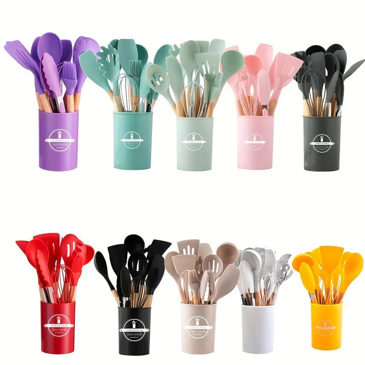 Set de 12 utensilios de cocina de silicona - Aqua