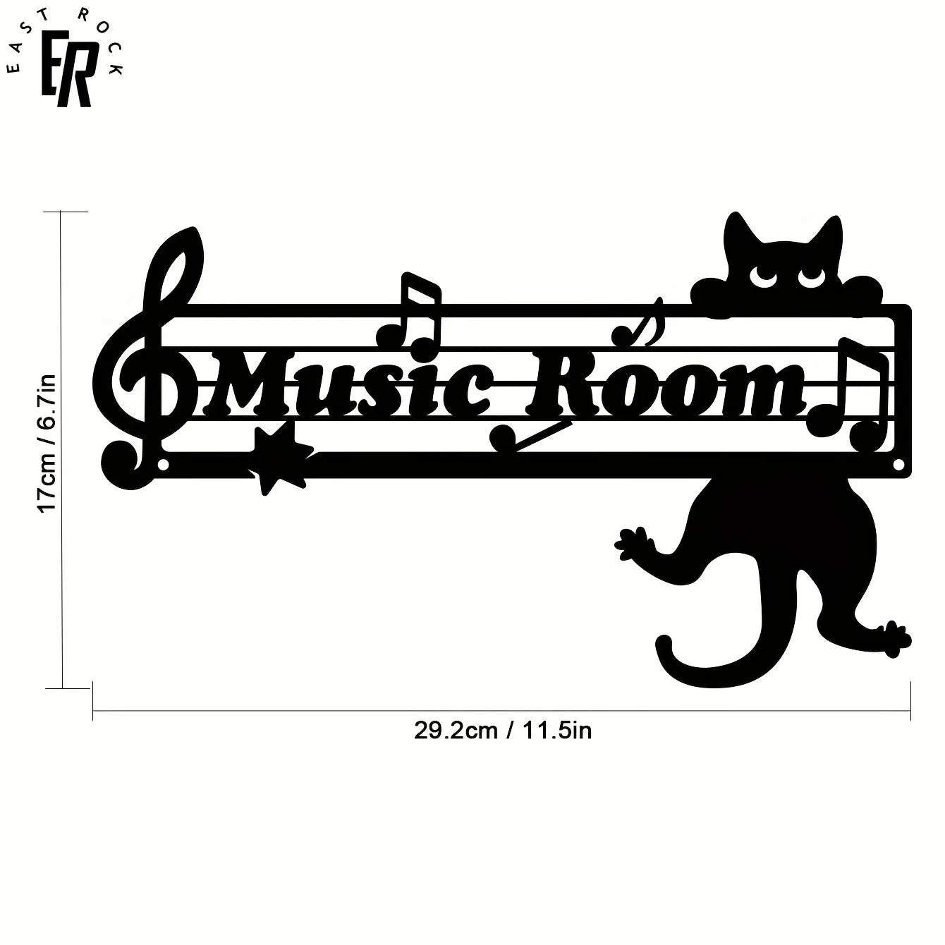 Cat Silhouette Metal Art, Black White Iron Wall Decor for Indoor Outdoor, Rust-Proof Waterproof Bedroom Bathroom