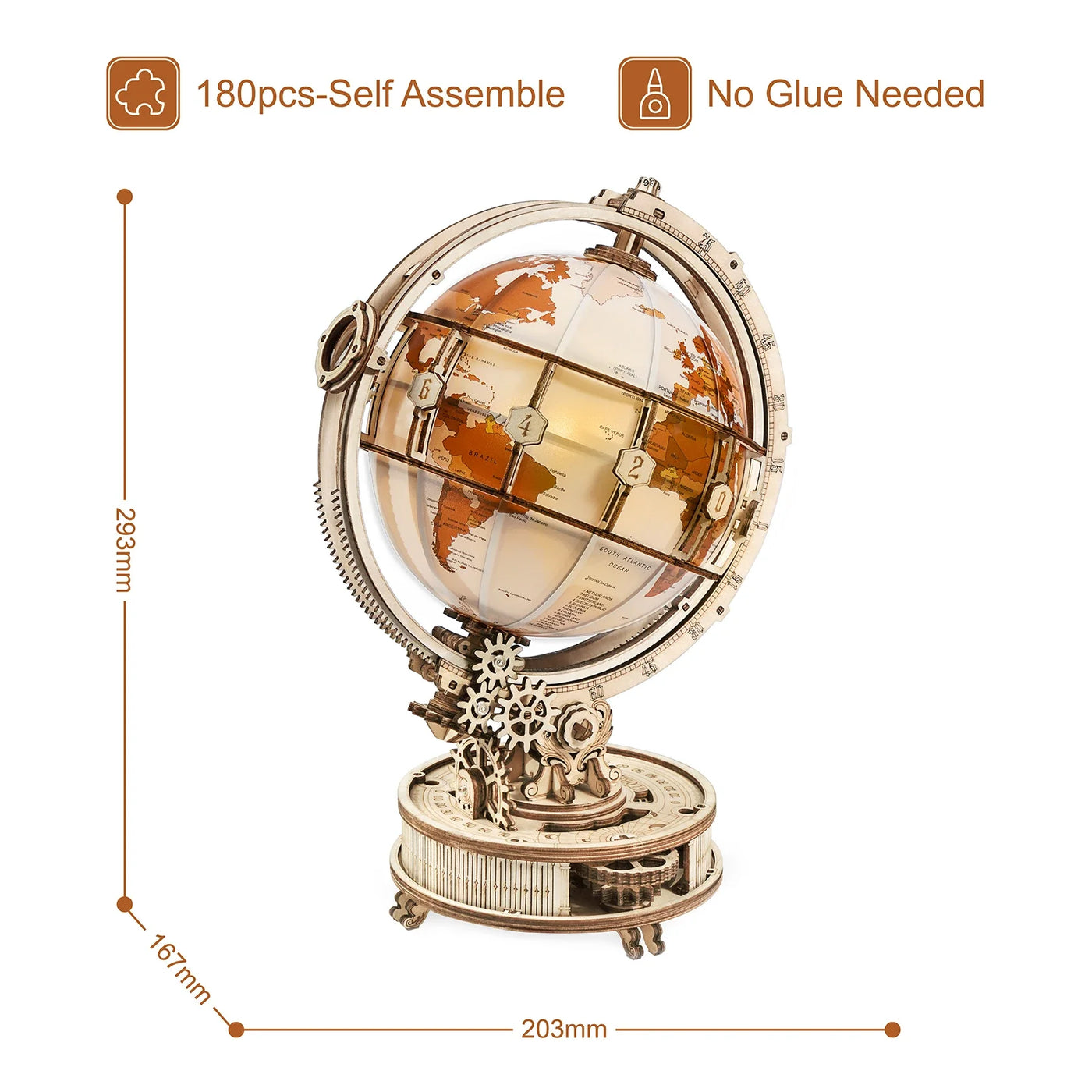 Lámpara Globo 3D de madera para decoración
