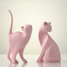 Escultura pareja de gatos decorativa en resina