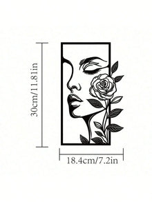 1pc Woman Flower Metal Wall Art Decor Modern Home Gift Aesthetic Portrait Face Outline Bedroom Room Decor