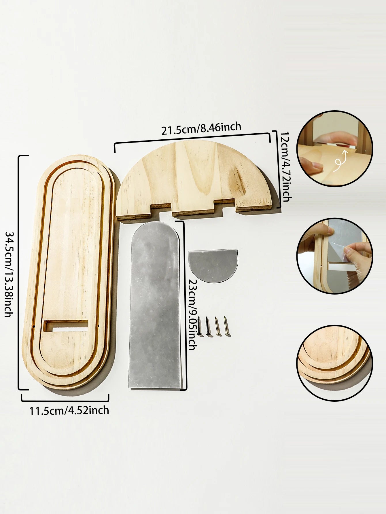 Espejo y repisa boho de madera para pared