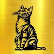 Cat Silhouette Metal Art, Black White Iron Wall Decor for Indoor Outdoor, Rust-Proof Waterproof Bedroom Bathroom