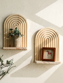 Repisa arco de madera estilo boho para pared