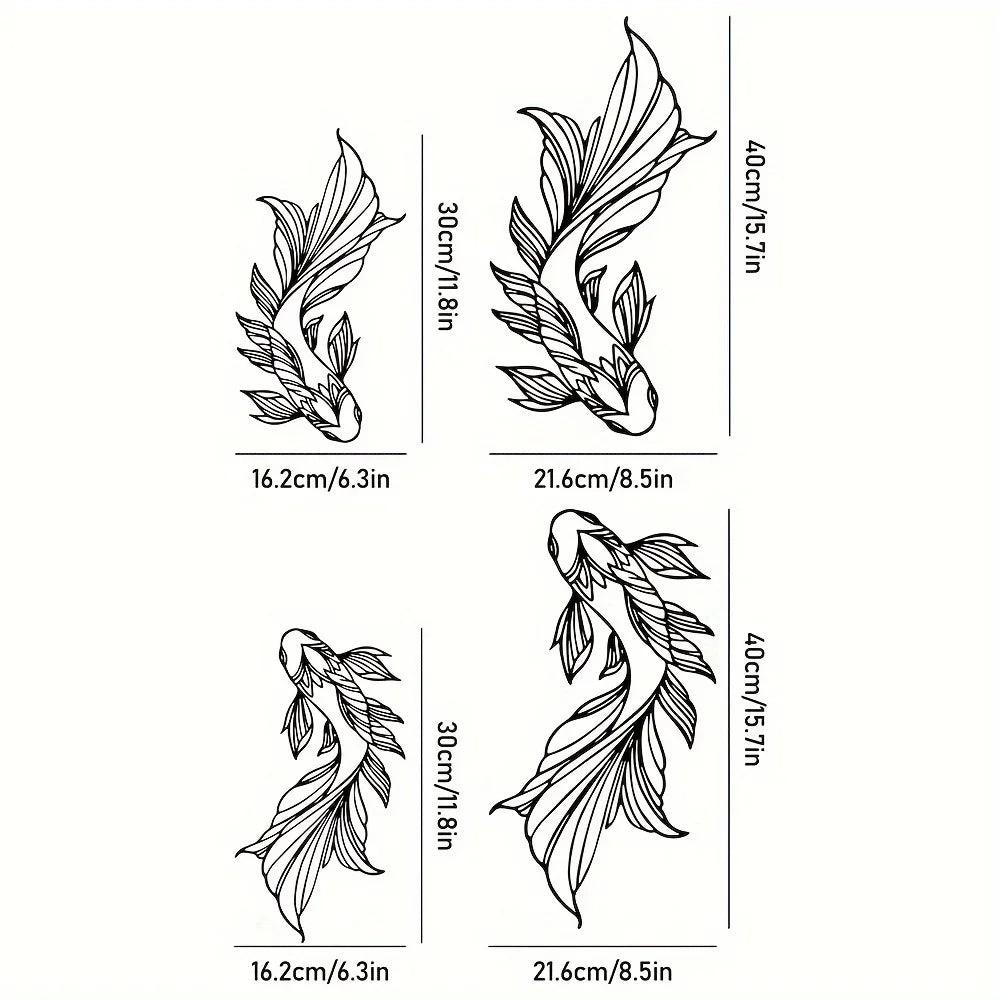 2pcs Koi Metal Wall Art, Fish School Home Interior Wall Decoration, Living Room Metal Wall Art Decoration