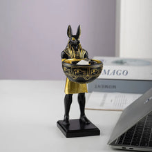 Escultura Anubis con bandeja decorativa en resina