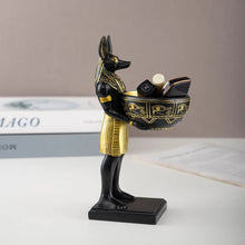 Escultura Anubis con bandeja decorativa en resina