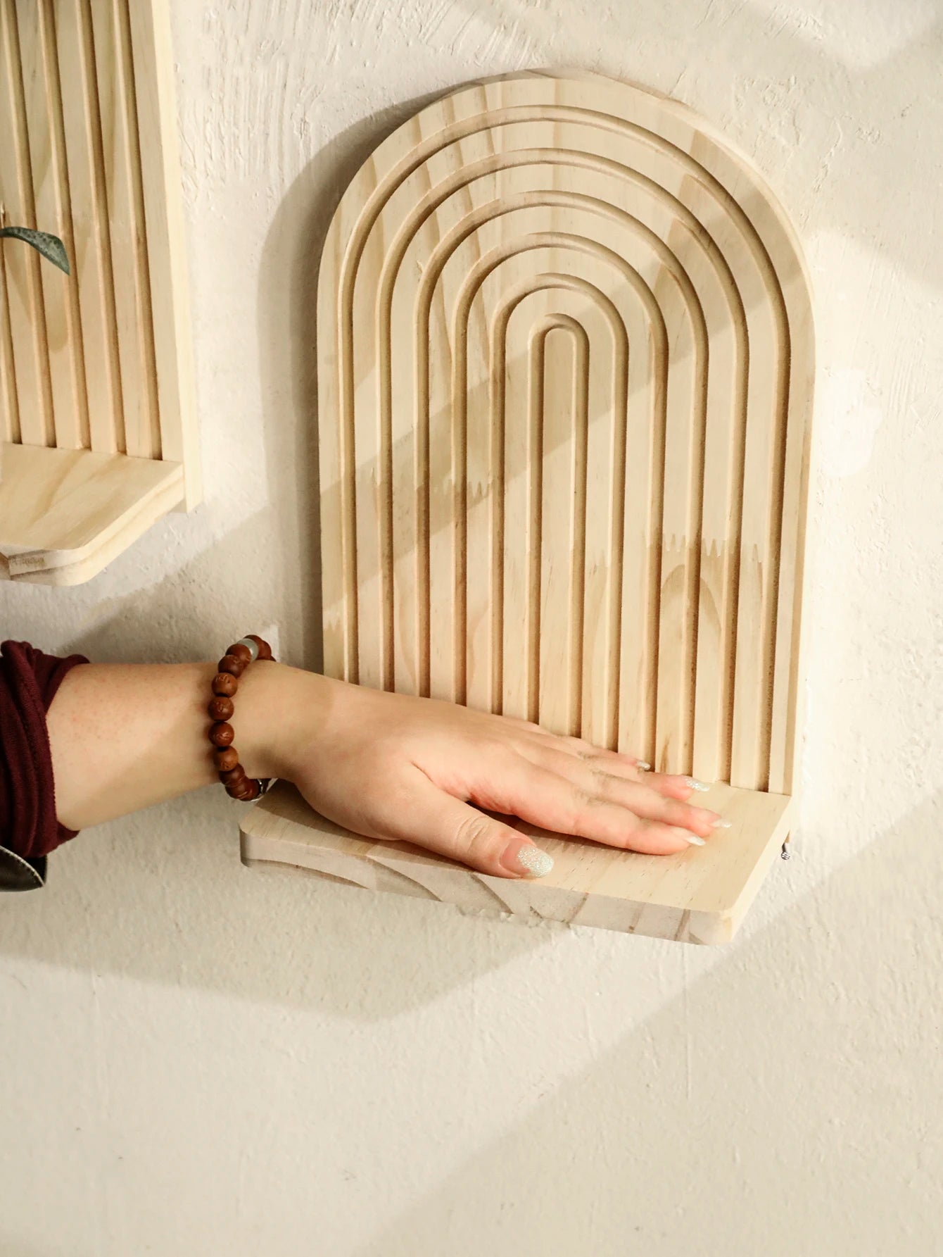 Repisa arco de madera estilo boho para pared