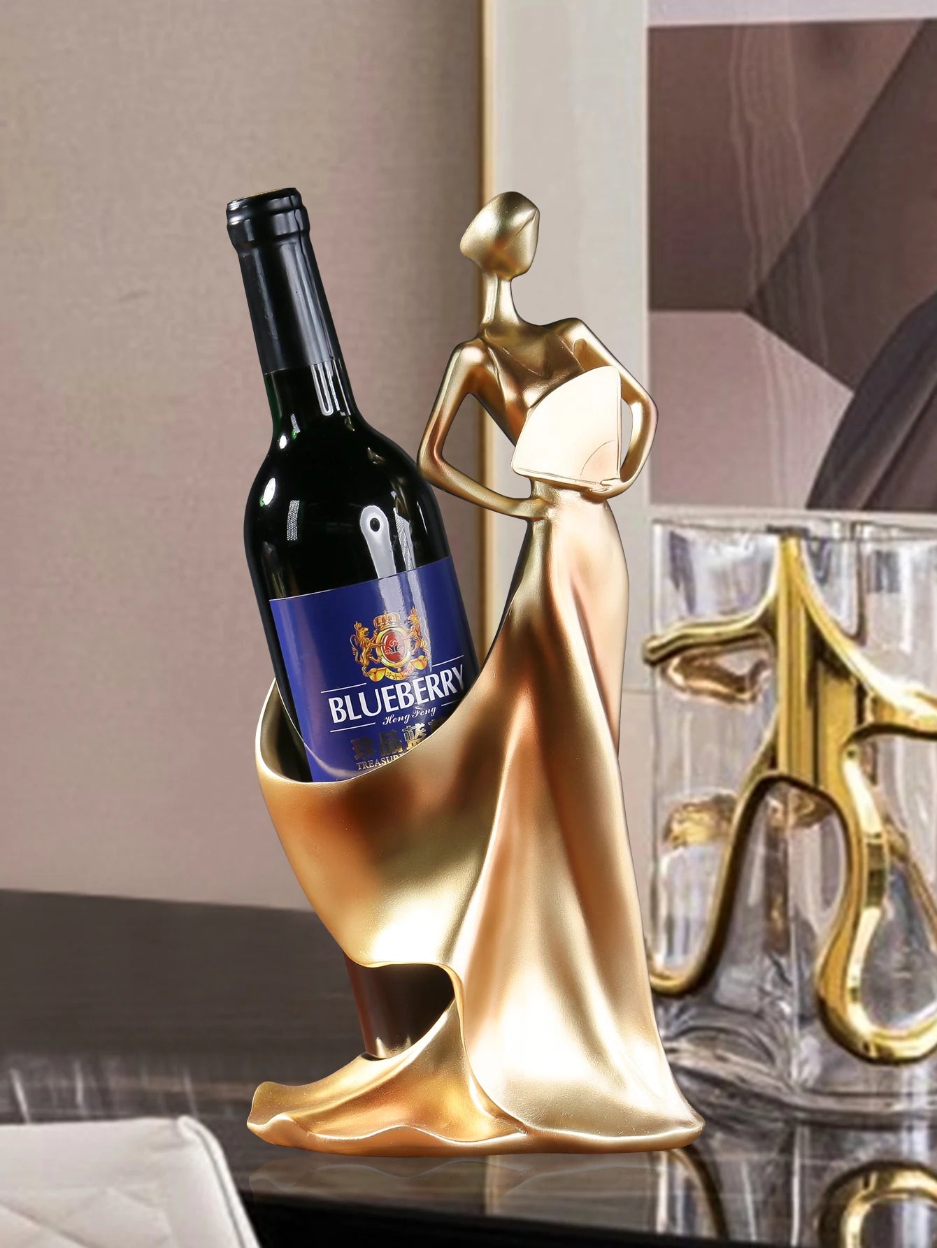 Portavinos figura mujer decorativo
