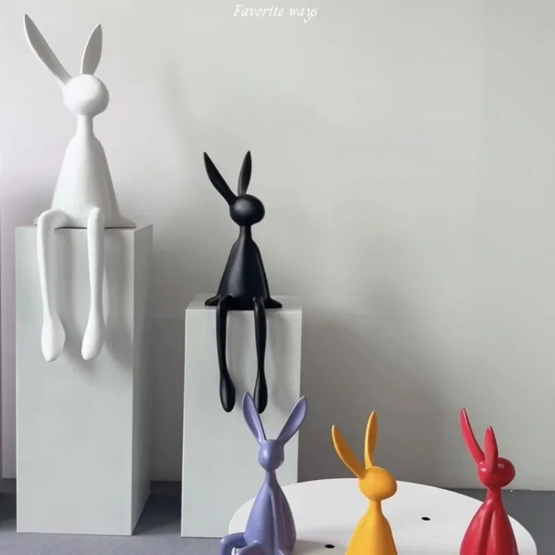 Conejo decorativo premium de resina