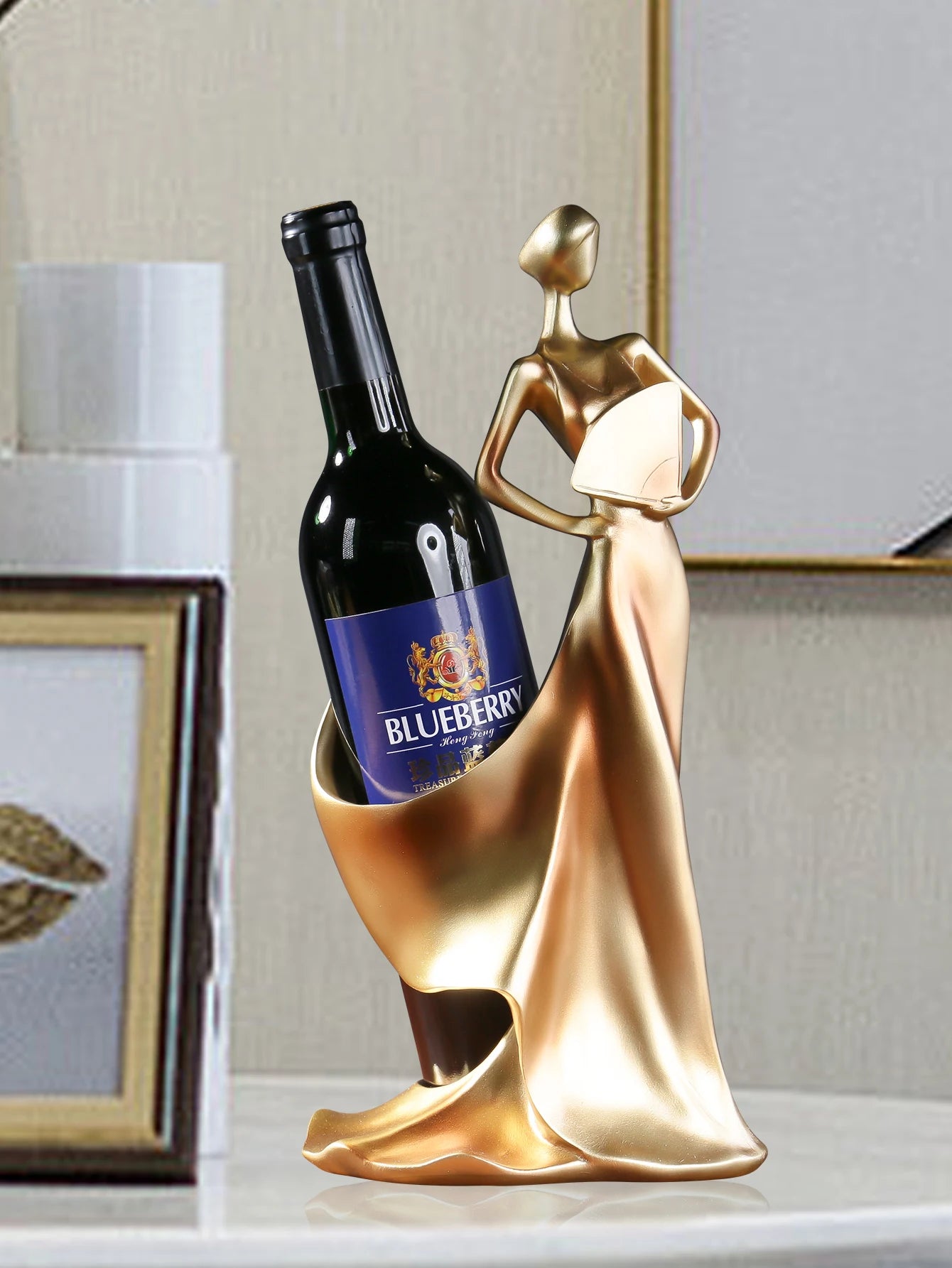 Portavinos figura mujer decorativo