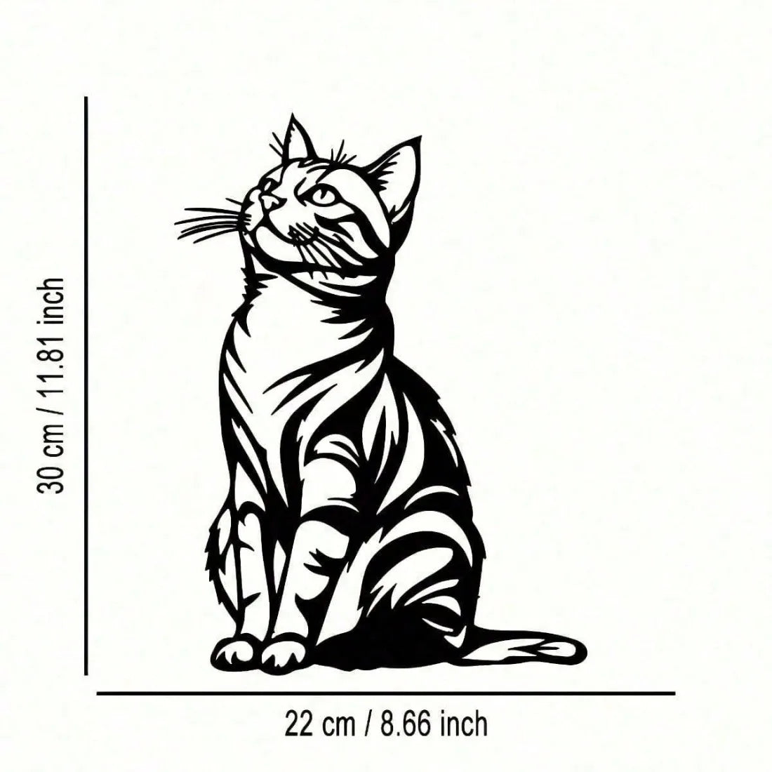 Cat Silhouette Metal Art, Black White Iron Wall Decor for Indoor Outdoor, Rust-Proof Waterproof Bedroom Bathroom