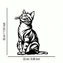Cat Silhouette Metal Art, Black White Iron Wall Decor for Indoor Outdoor, Rust-Proof Waterproof Bedroom Bathroom