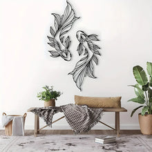 2pcs Koi Metal Wall Art, Fish School Home Interior Wall Decoration, Living Room Metal Wall Art Decoration