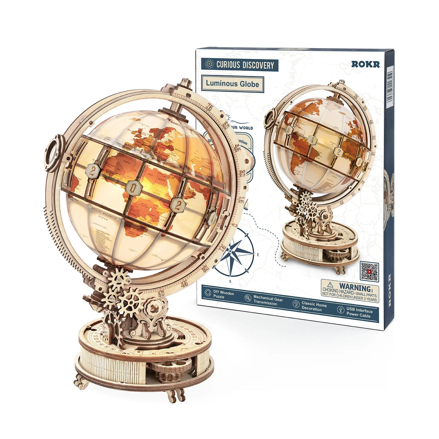 Lámpara Globo 3D de madera para decoración