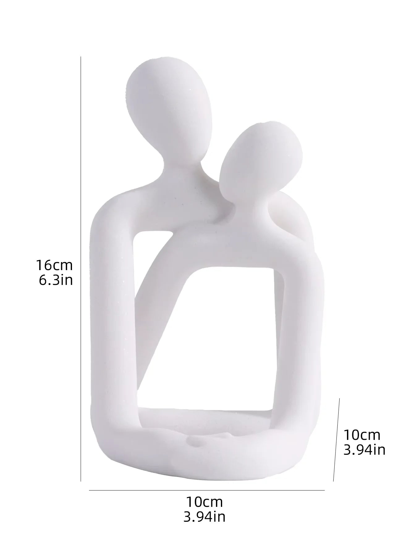 Escultura pareja abrazada porta celular