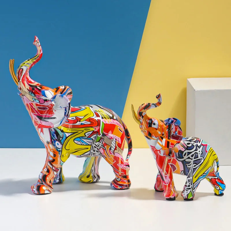 Escultura elefante decorativo de resina - KY097