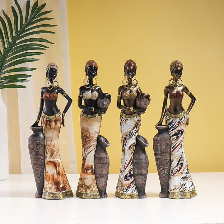 Escultura mujer africana de resina - G04172B