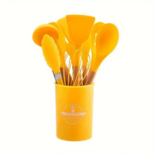Set de 12 Utensilios de Cocina de Silicona y Mango Madera