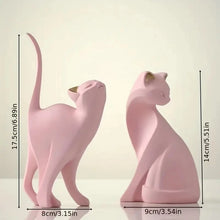 Escultura pareja de gatos decorativa en resina