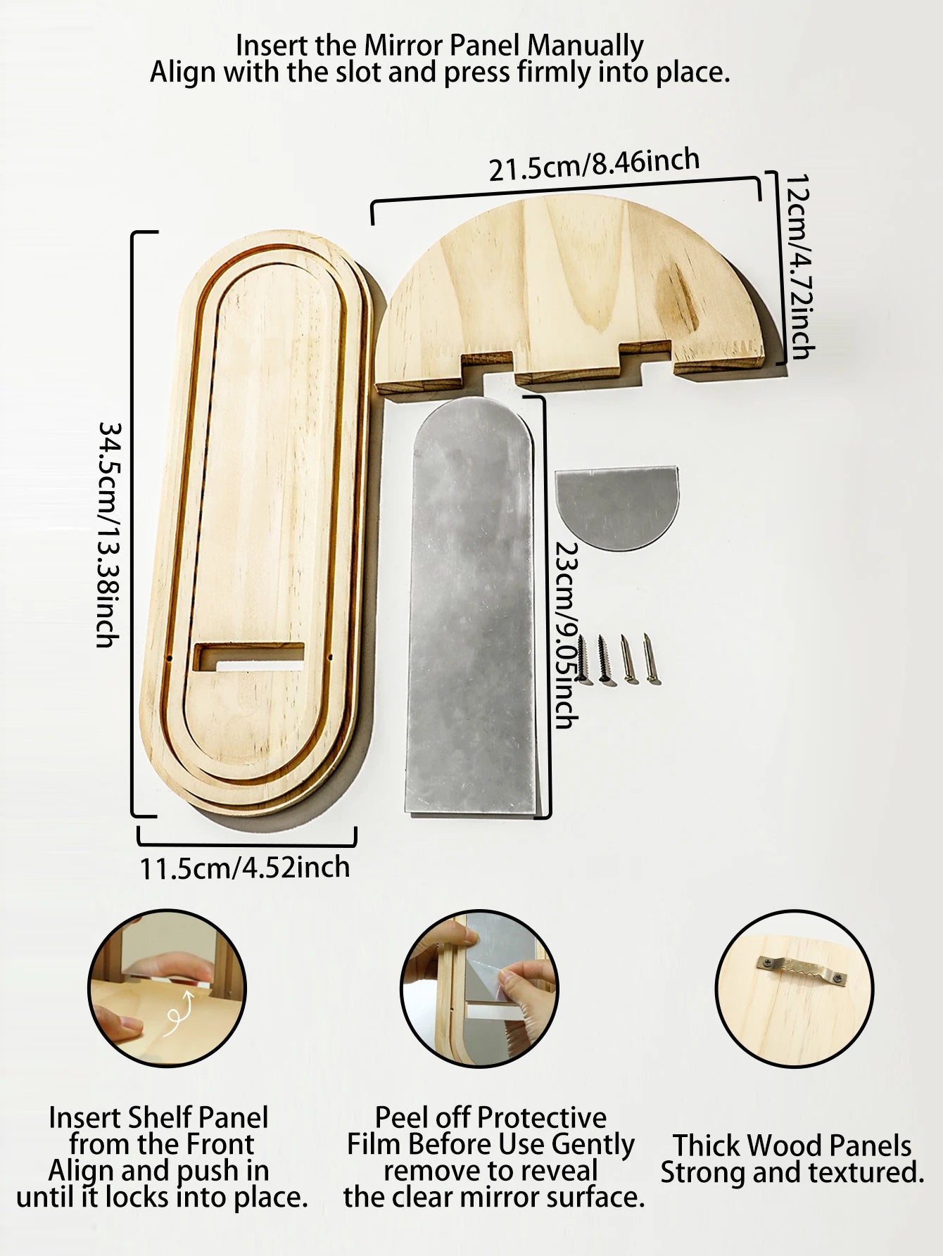 Espejo y repisa boho de madera para pared