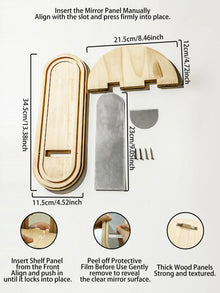 Espejo y repisa boho de madera para pared