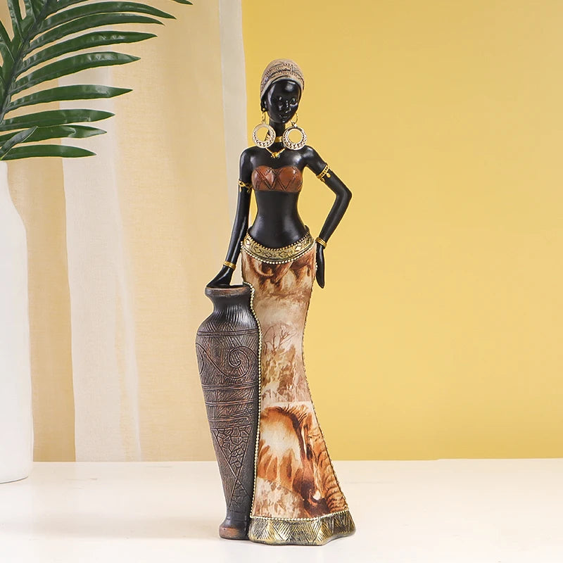 Escultura mujer africana de resina - G04173A