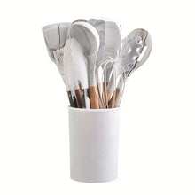 Set de 12 Utensilios de Cocina de Silicona y Mango Madera