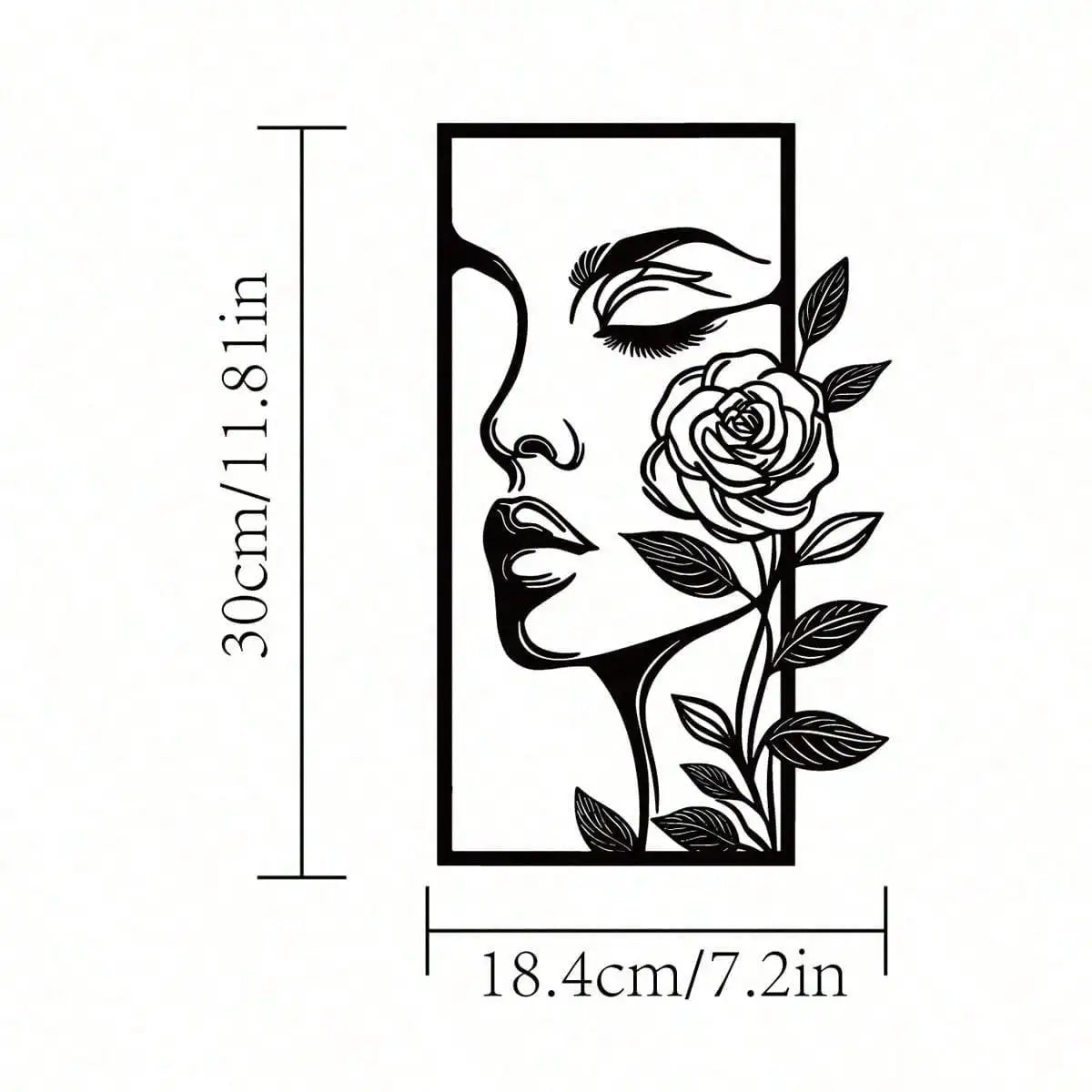 1pc Woman Flower Metal Wall Art Decor Modern Home Gift Aesthetic Portrait Face Outline Bedroom Room Decor