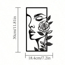 1pc Woman Flower Metal Wall Art Decor Modern Home Gift Aesthetic Portrait Face Outline Bedroom Room Decor