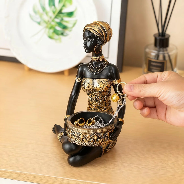 Estatua africana decorativa de resina con portavelas - Figure Large