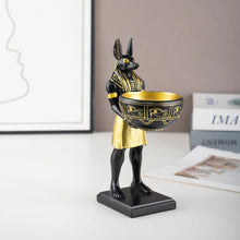 Escultura Anubis con bandeja decorativa en resina