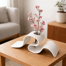 Florero 3D minimalista blanco para flores secas
