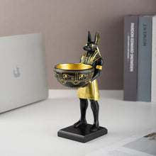 Escultura Anubis con bandeja decorativa en resina