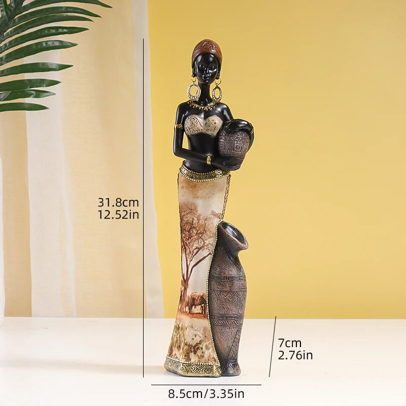 Escultura mujer africana de resina