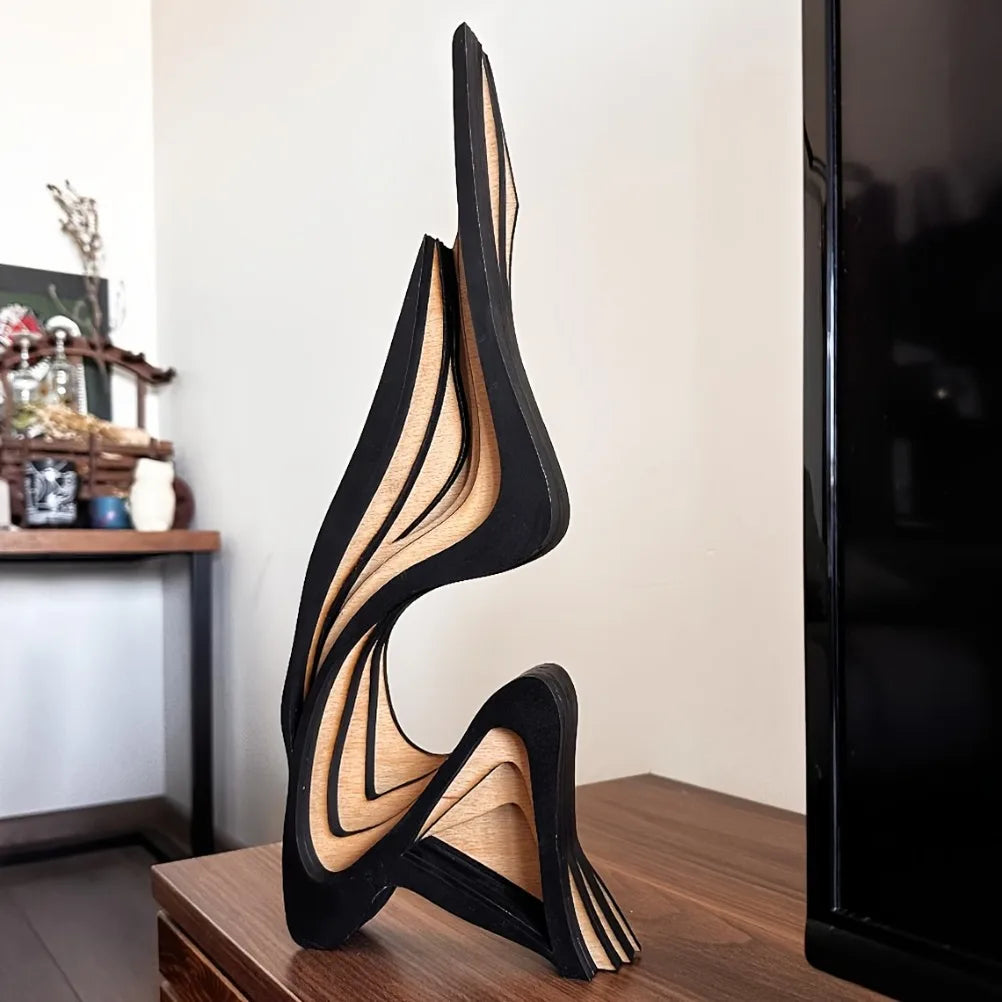 Escultura abstracta de madera minimalista - 30cm