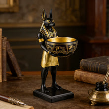 Escultura Anubis con bandeja decorativa en resina