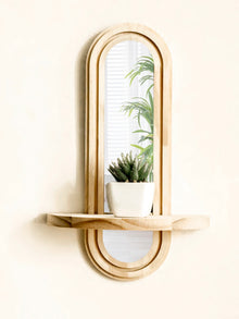 Espejo y repisa boho de madera para pared