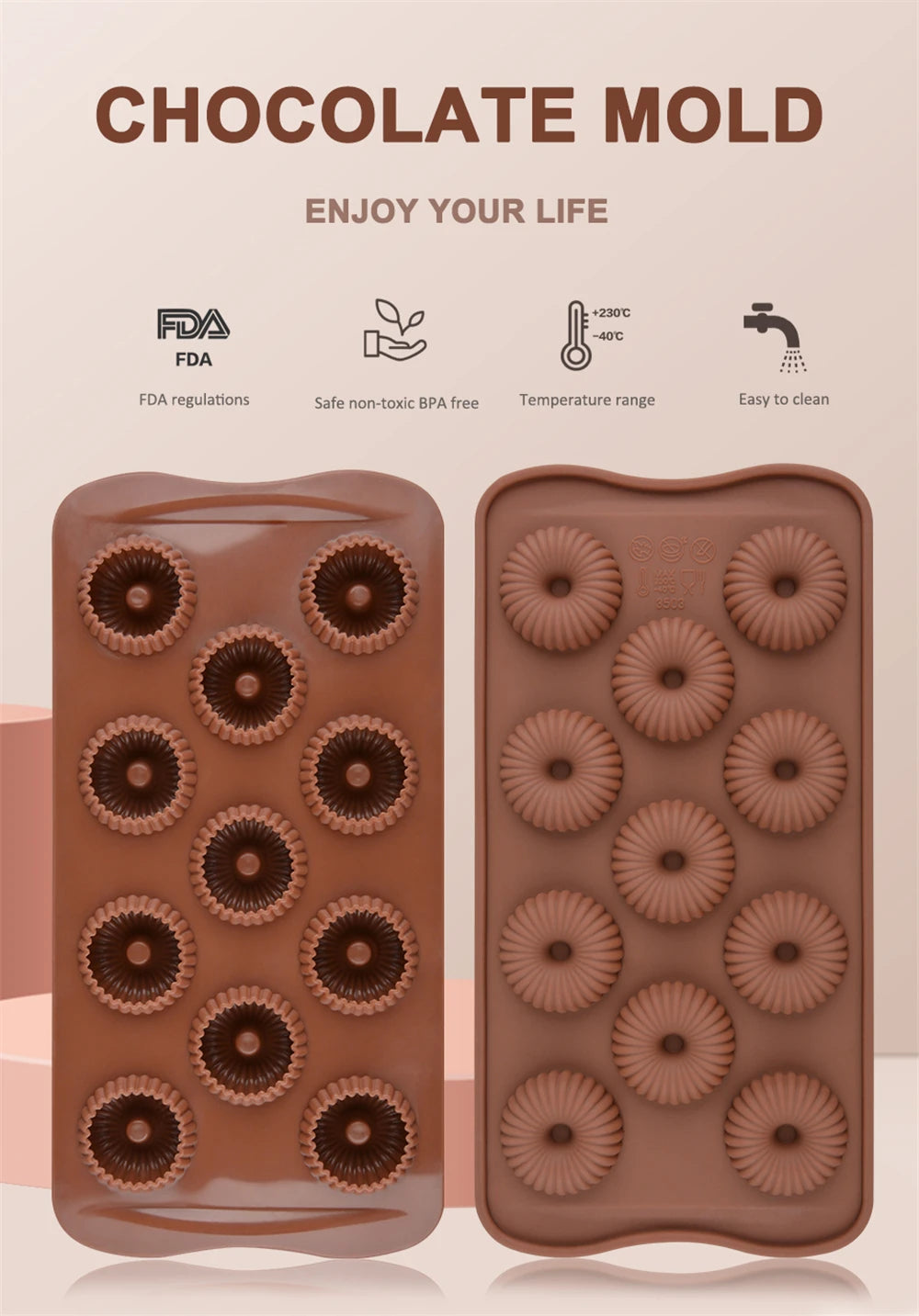 Molde de Silicona 6 Cavidades Espiral para Mousse
