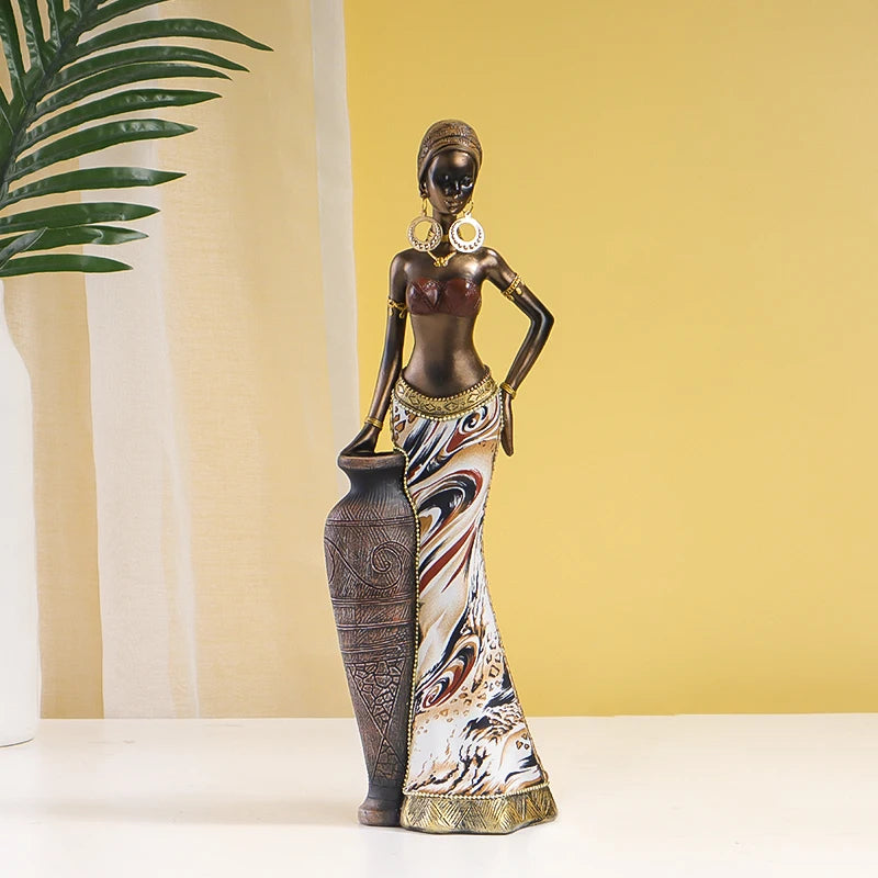 Escultura mujer africana de resina