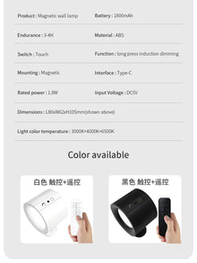 Aplique LED magnético rotativo