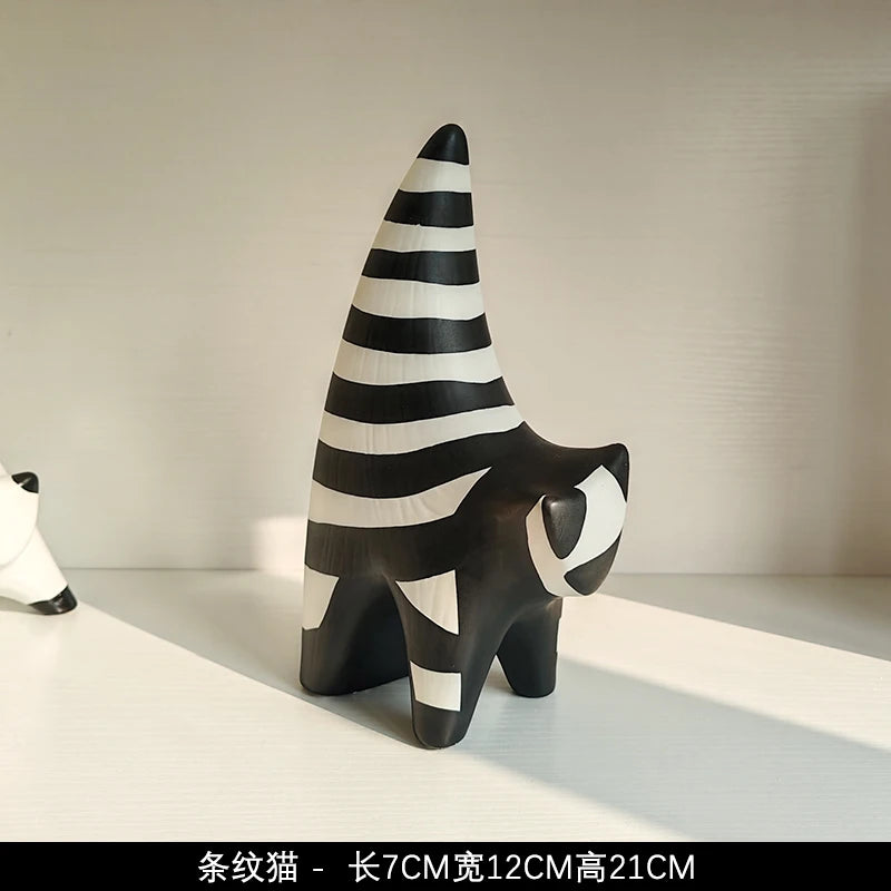 Escultura abstracta Wabi Sabi de cerámica - BlackWhite S