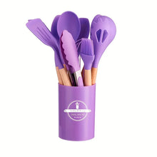 Set de 12 Utensilios de Cocina de Silicona y Mango Madera